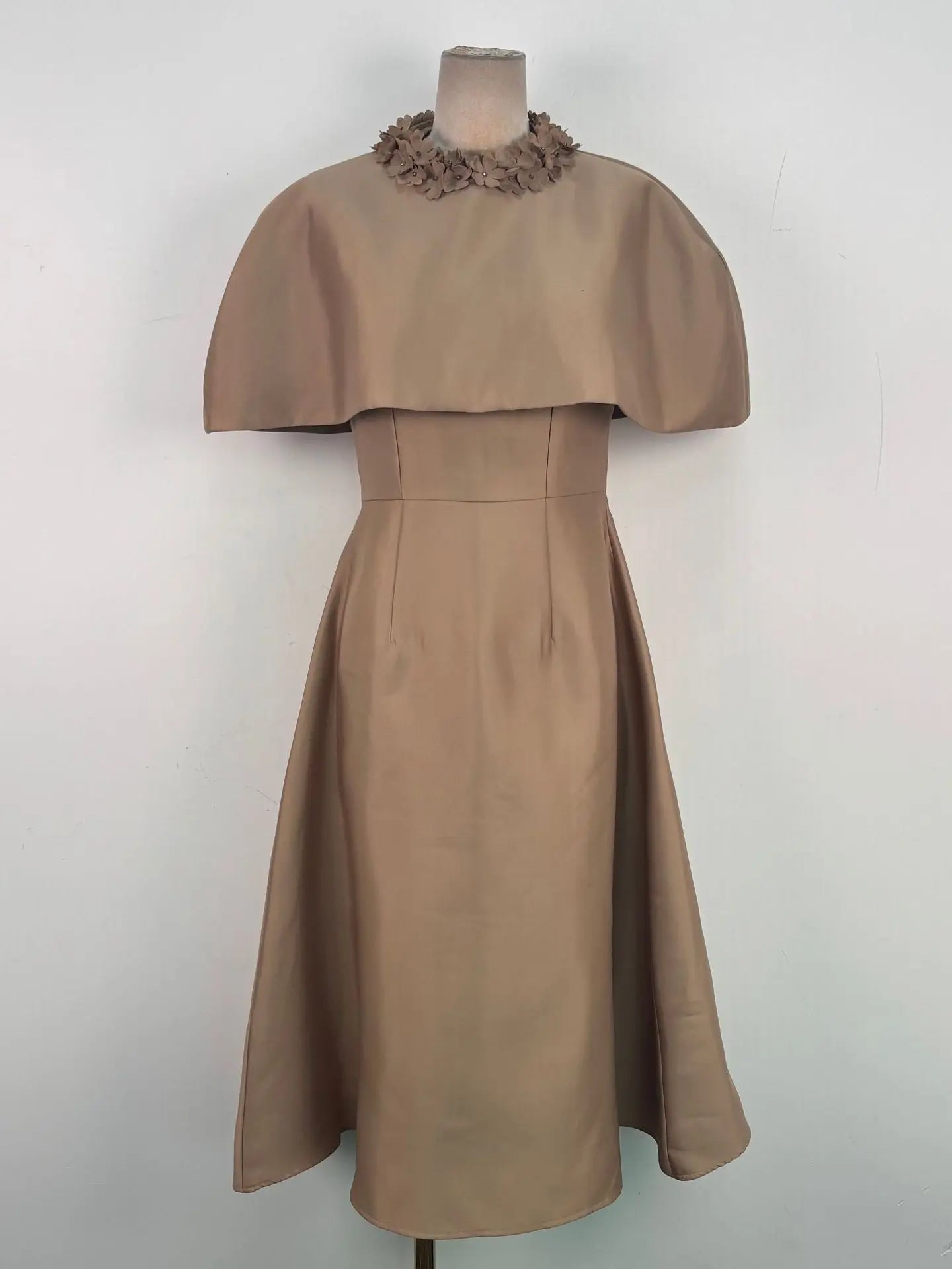 Cape Satin Midi Dress