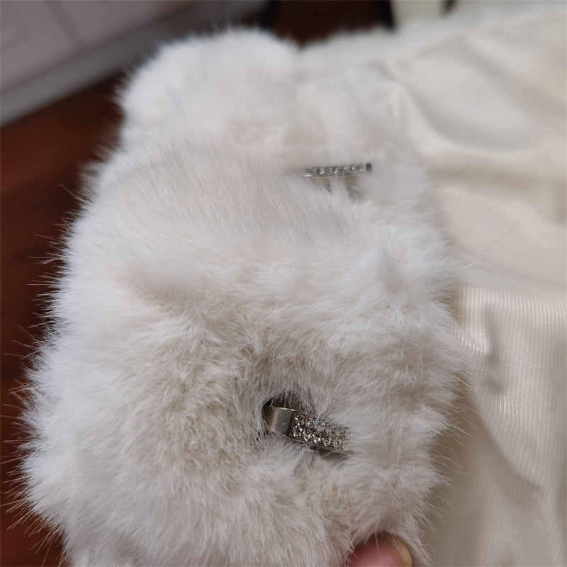Off Shoulder Faux Fur Two Piece Set