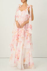 V-Neck Strap Maxi Dress - Pink