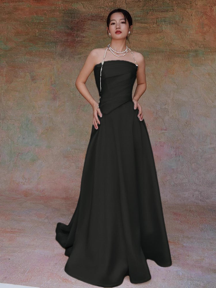 White French Satin Maxi Train Welcome Gown