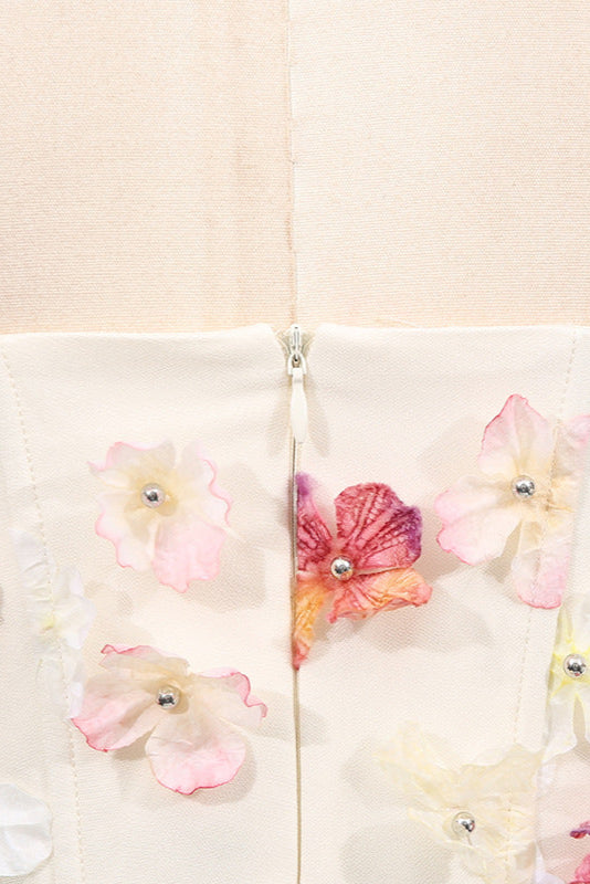 Off-Shoulder Embroidered Maxi Dress in Apricot