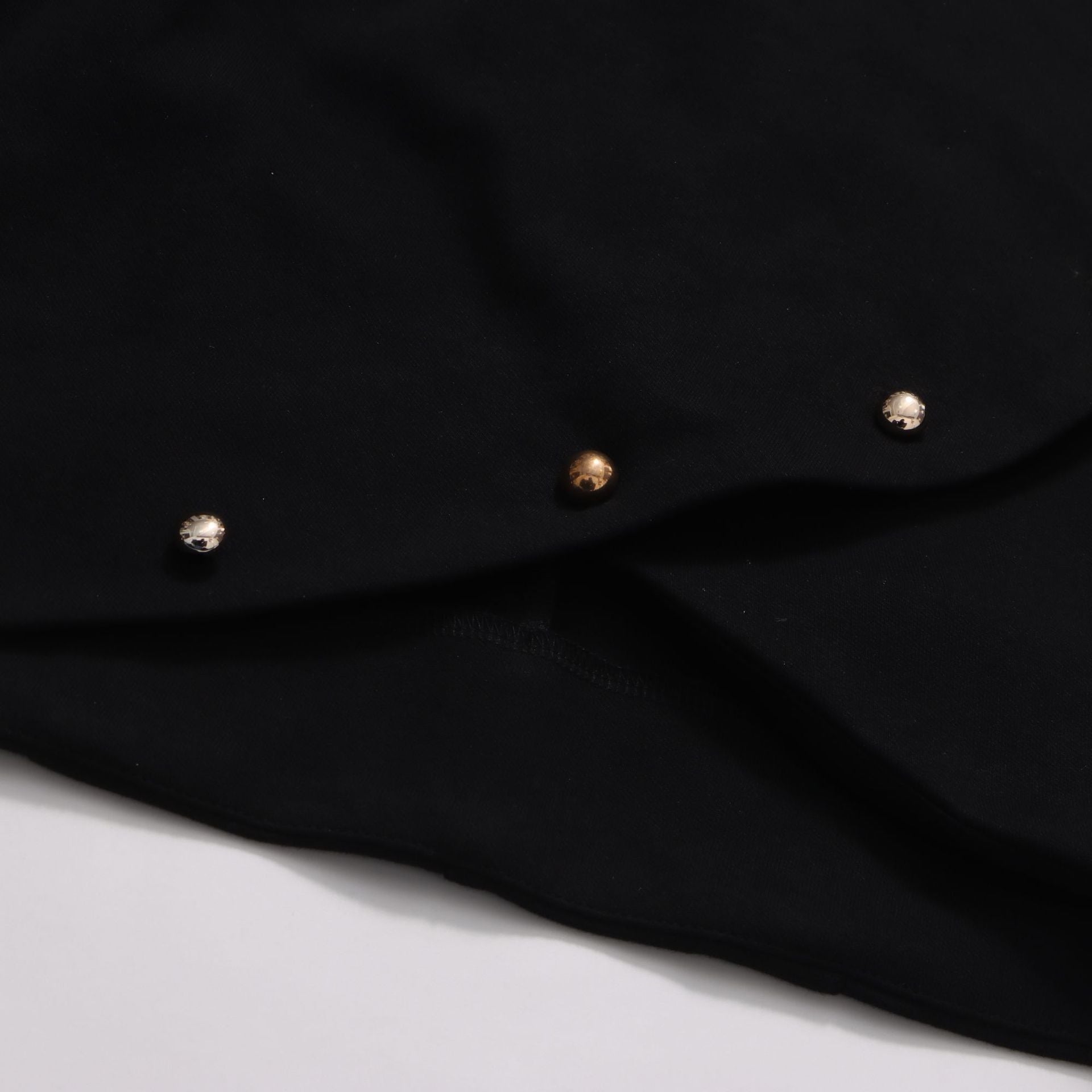 Button-Embellished Cotton-Jersey Top Maxi Skirt Suit in Black
