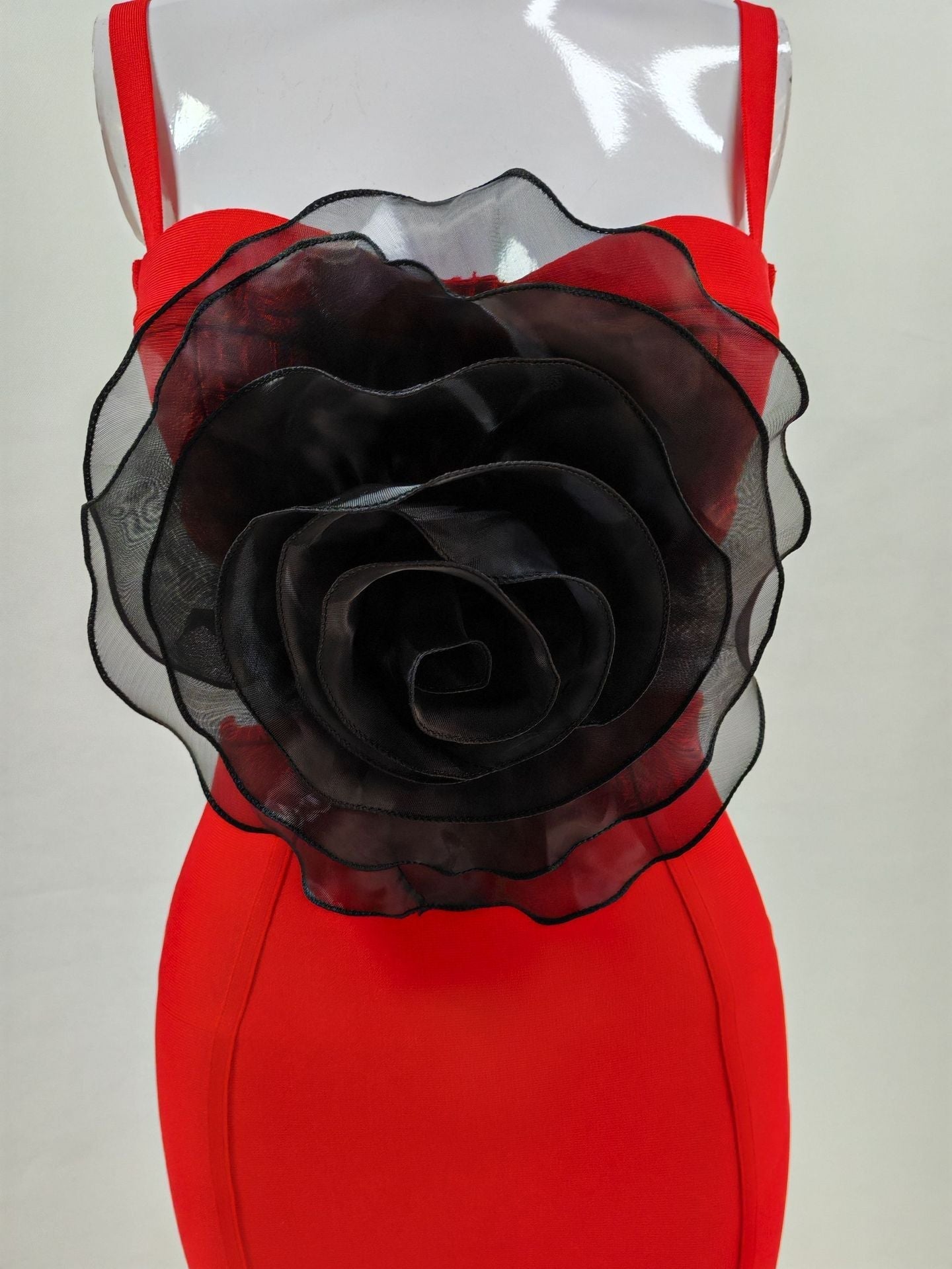 Mesh Flower Bandage Midi Dress