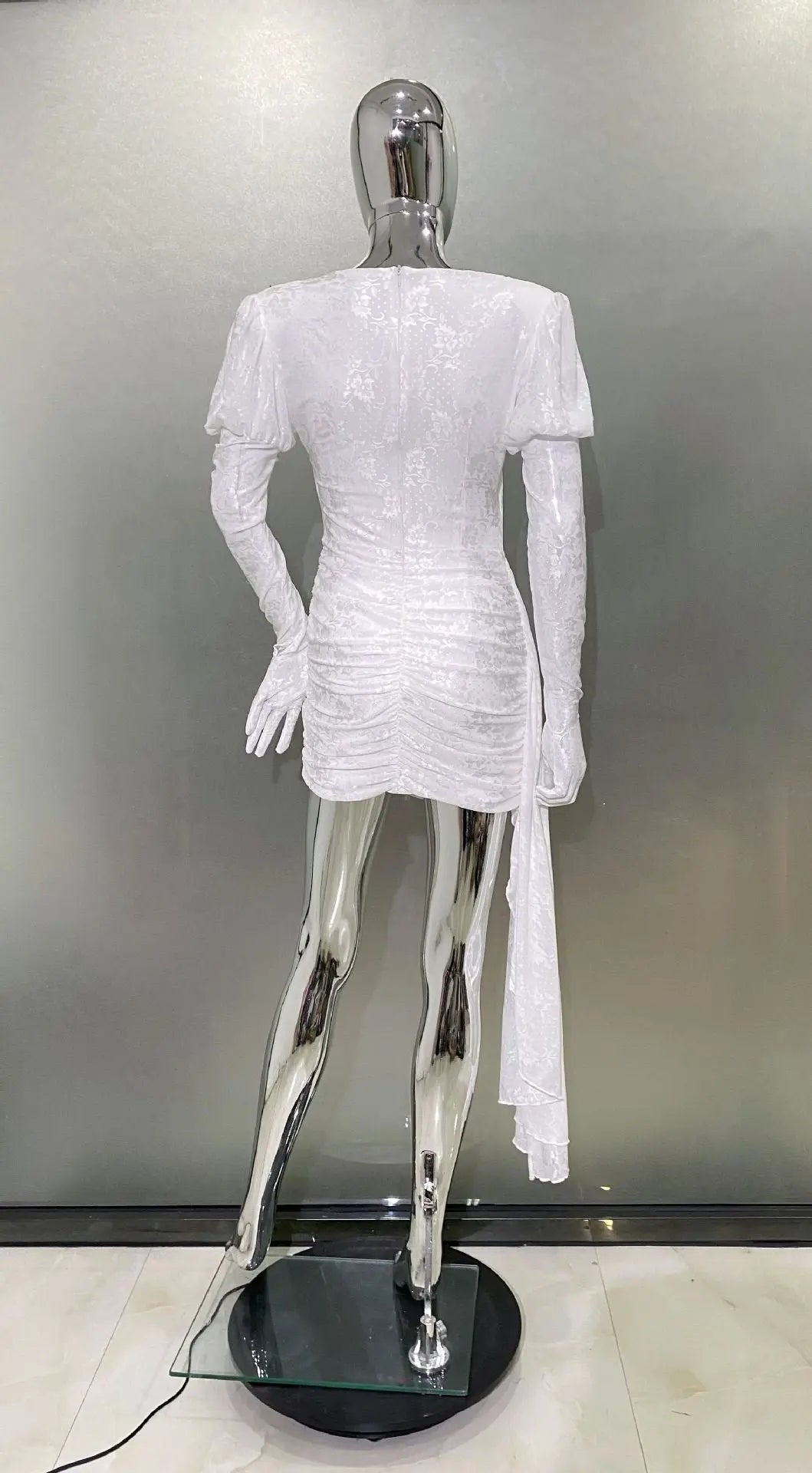 Floral Cutout Mini Dress - White