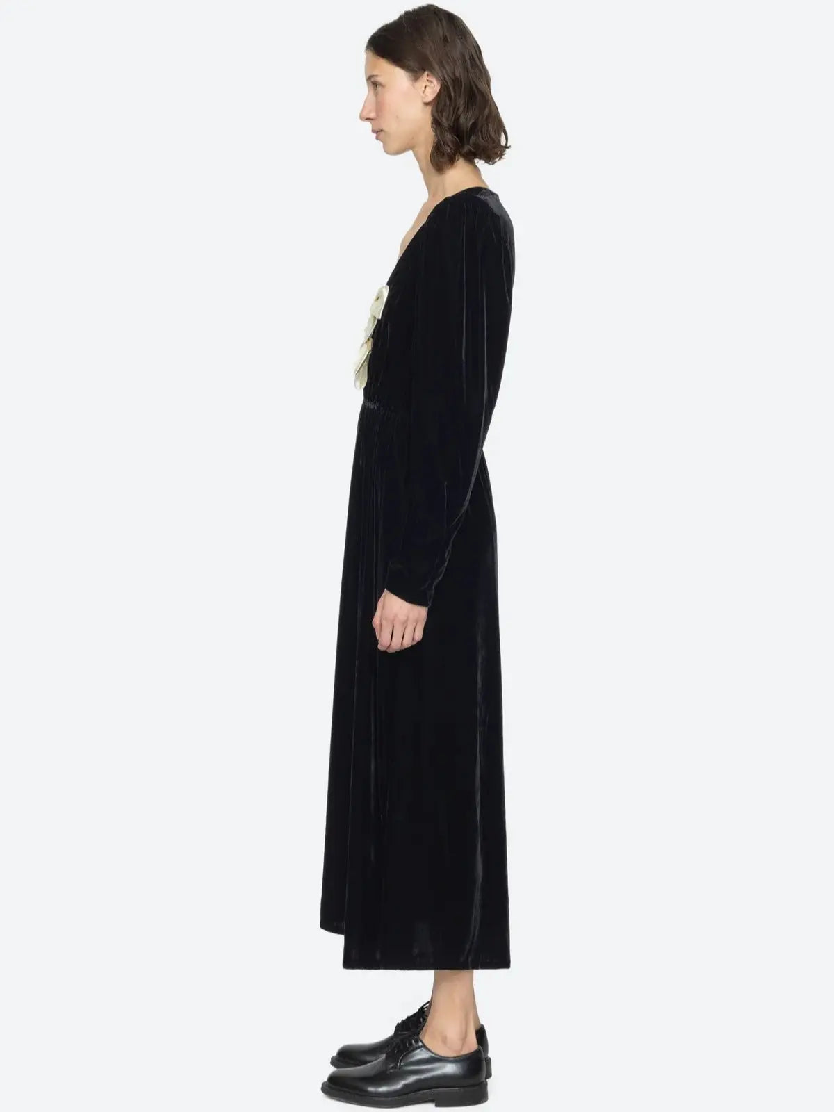 Black V-Neck Cutout Midi Dress