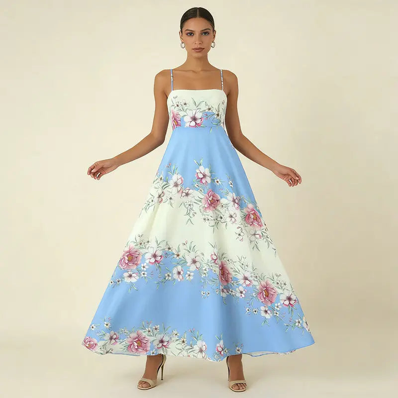 Floral Print Strap Midi Dress