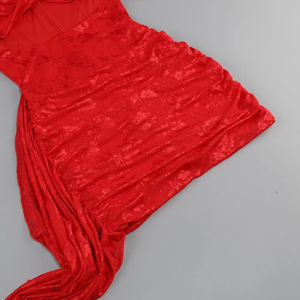 Floral Cutout Mini Dress - Red
