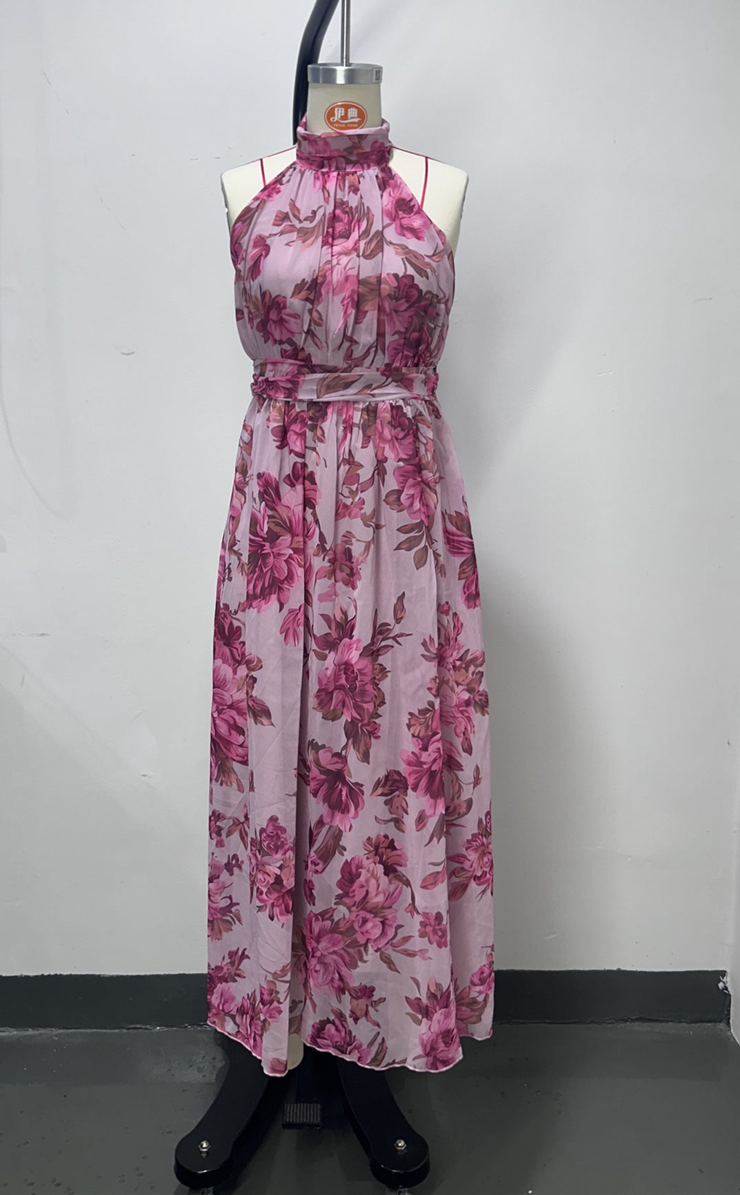 Green Floral Halter Maxi Dress