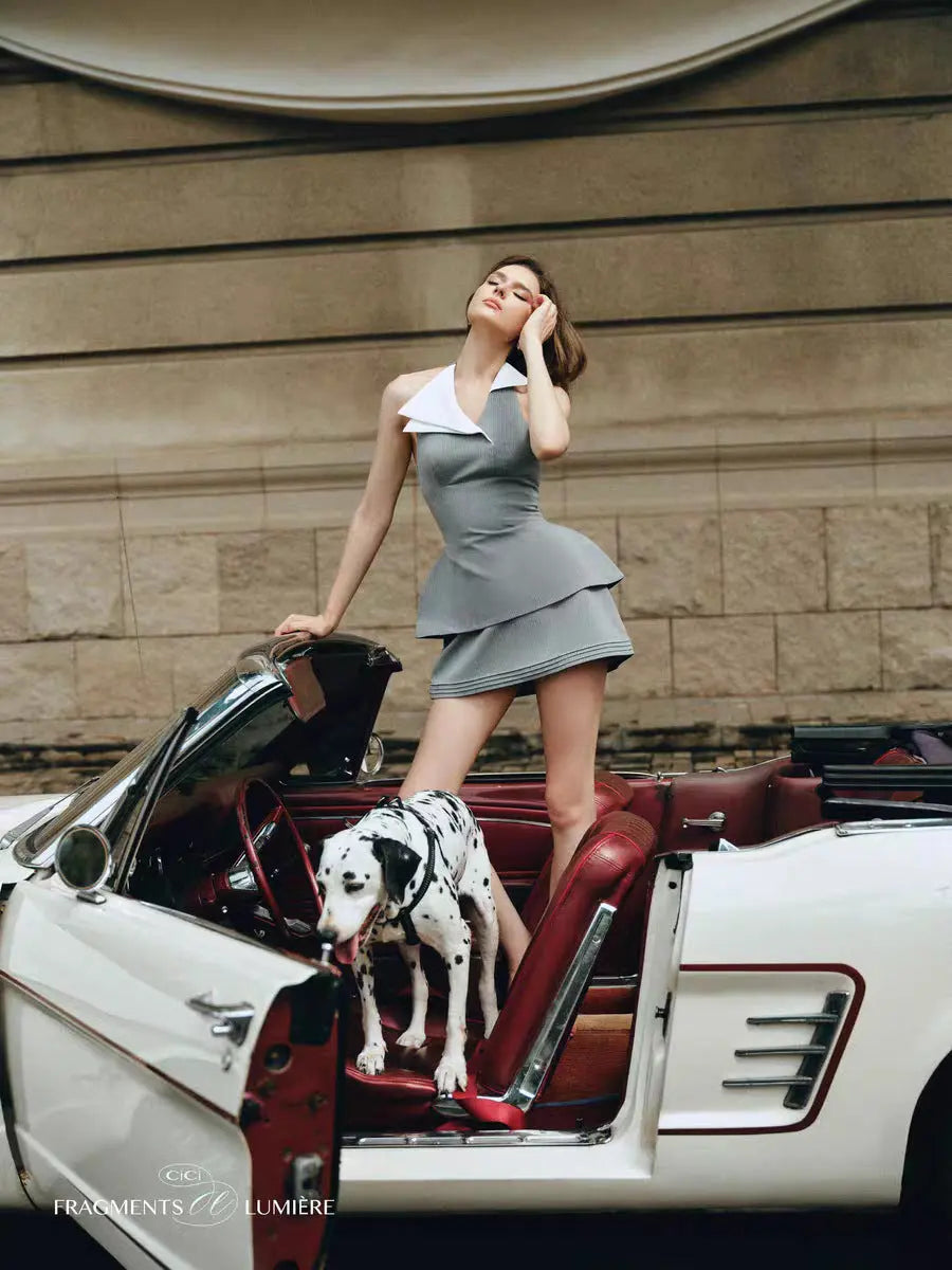 Halter Layered PinMini Dress