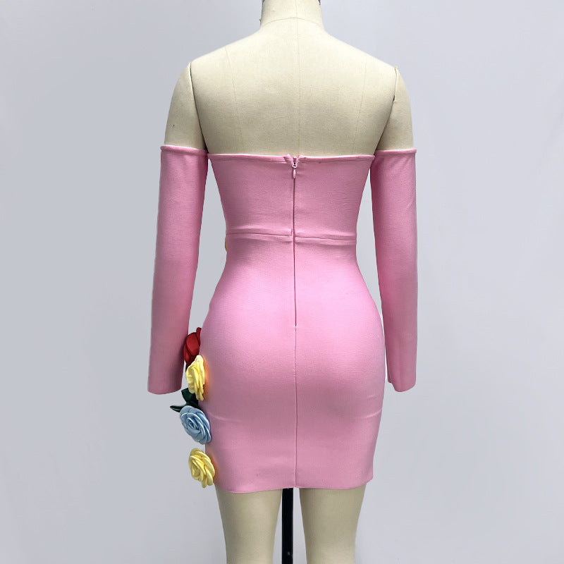 3d Flower Top Mini Dress