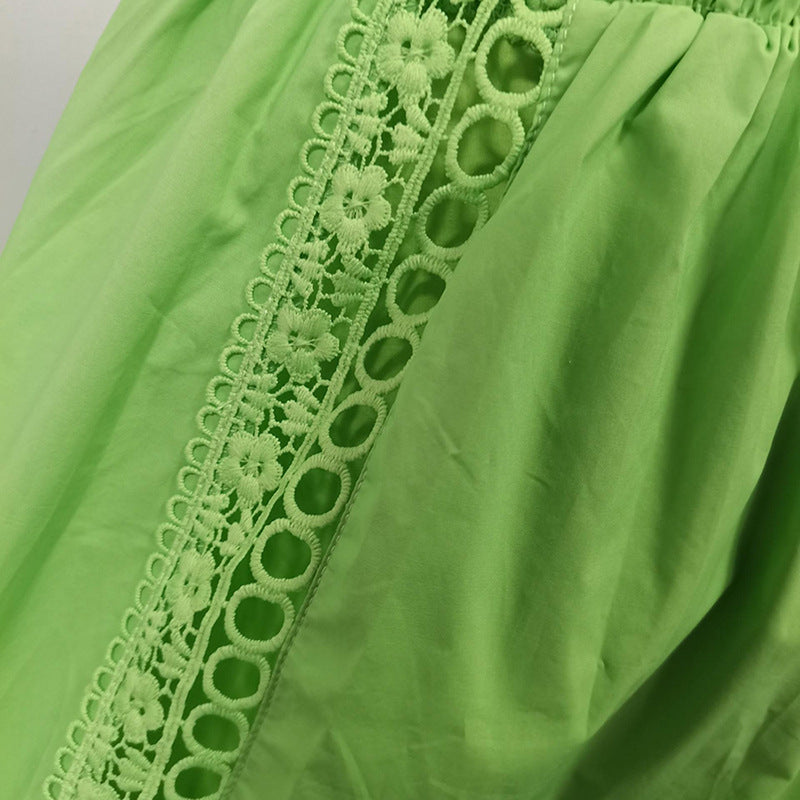 Embroidered Hollow Top Maxi Dress