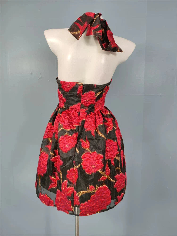 Halter Backless A-line Mini Dress