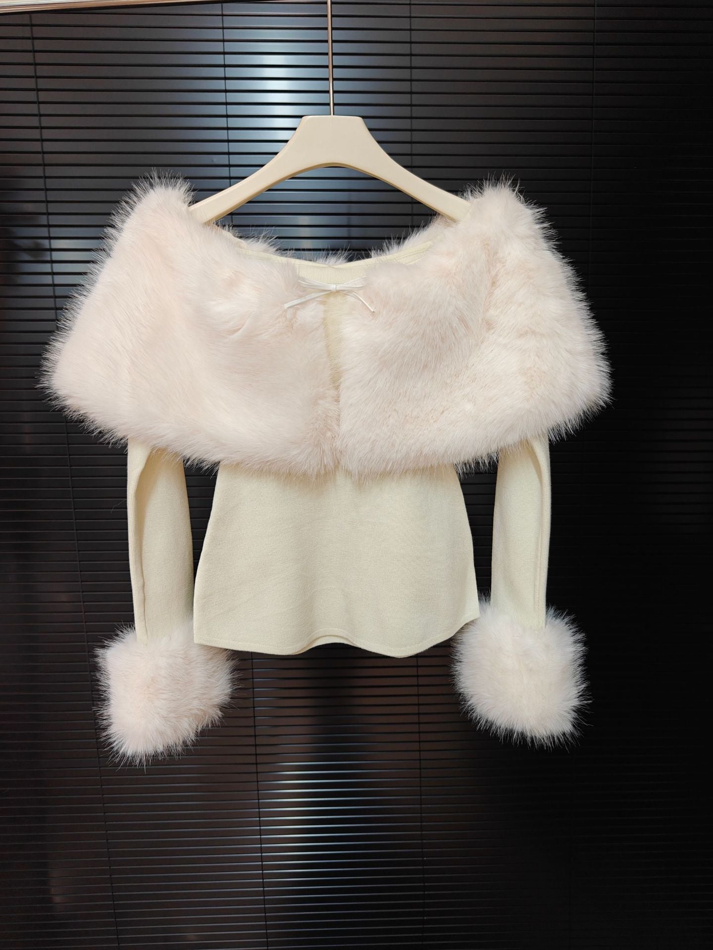 Off Shoulder Furry Skirt Set
