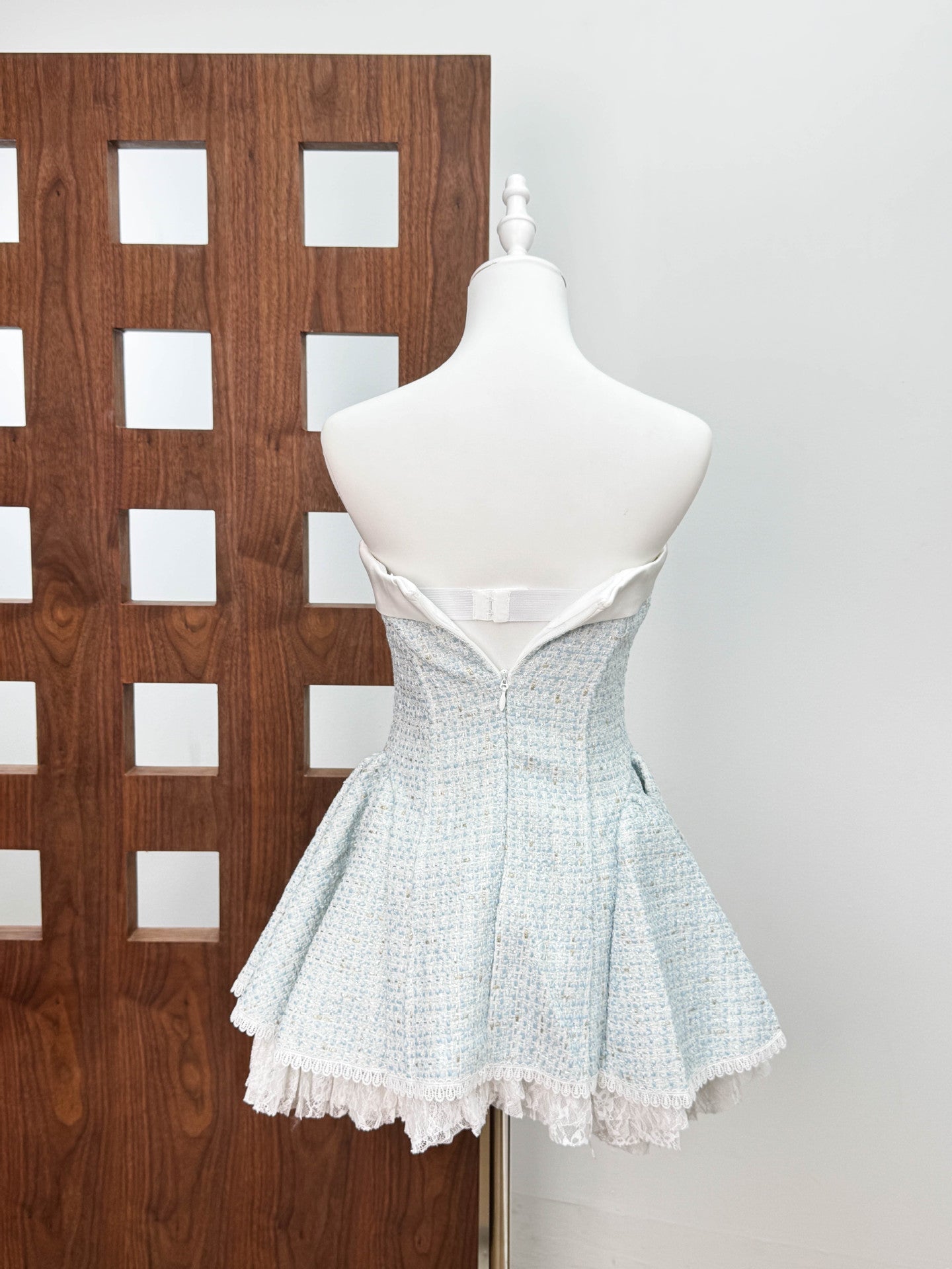 Woven Lace Top Mini Dress in Pink