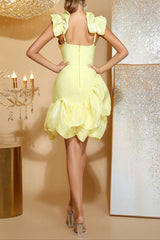 Ruffled Bud Mini Dress in Yellow