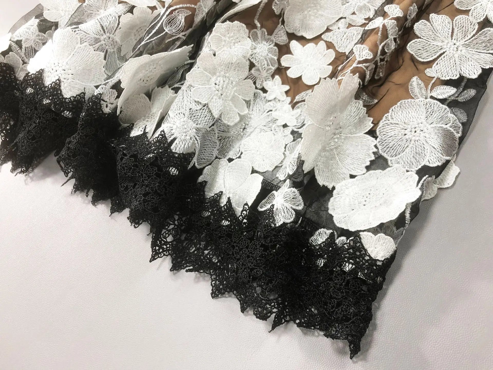Black Halter Floral Embroidered Midi Dress