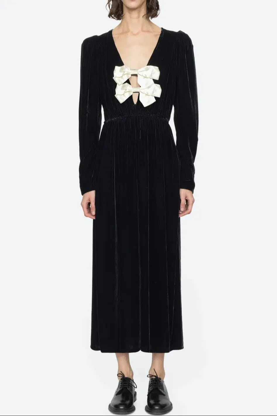 Black V-Neck Cutout Midi Dress