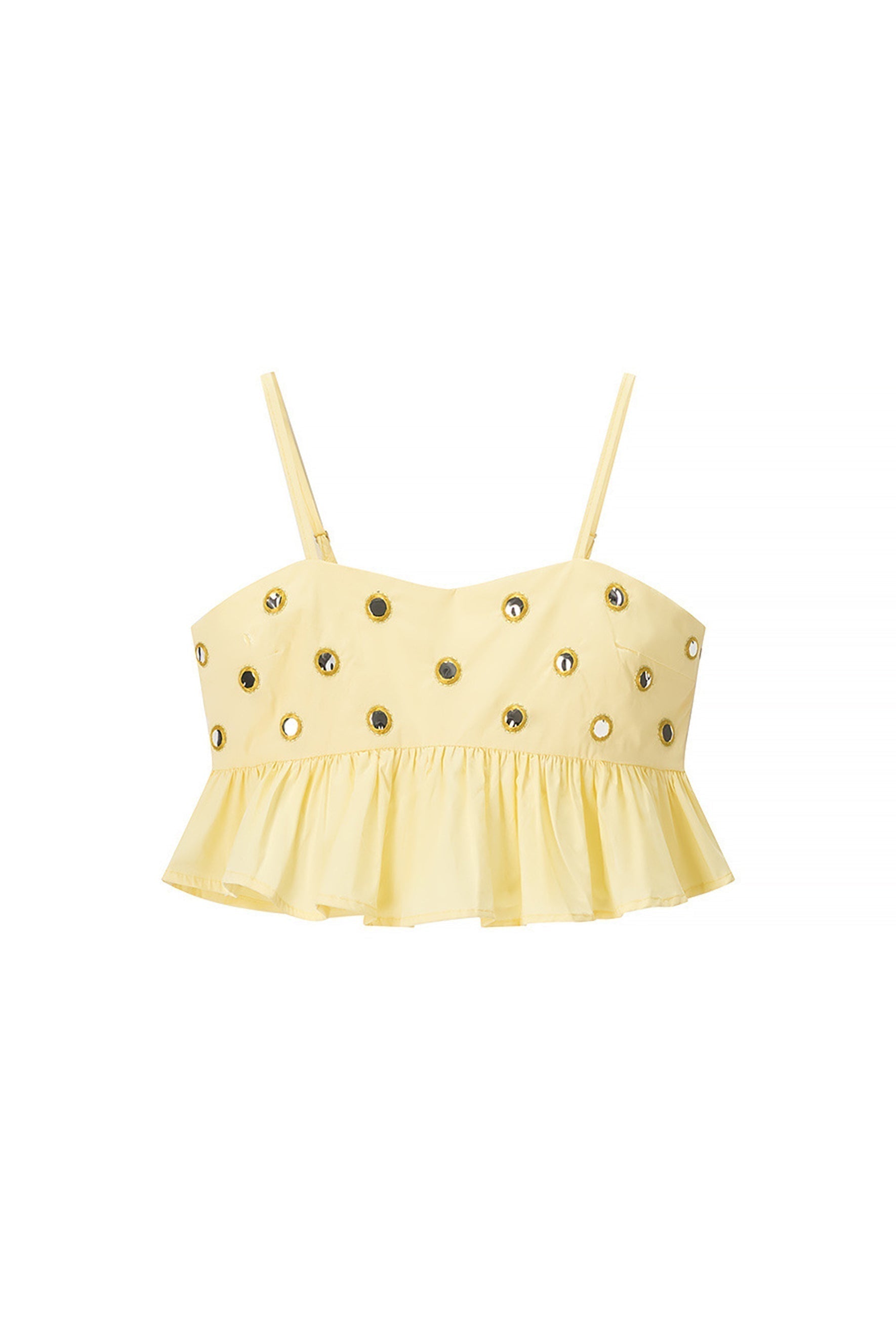 Mirror Embellished Crop Top & Bubble Skirt Set