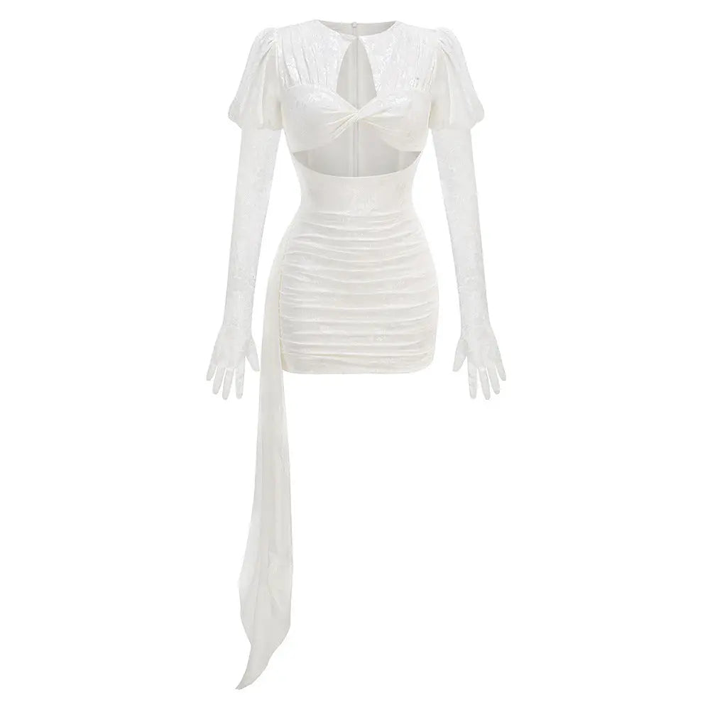 Floral Cutout Mini Dress - White