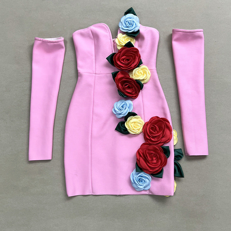 3d Flower Top Mini Dress