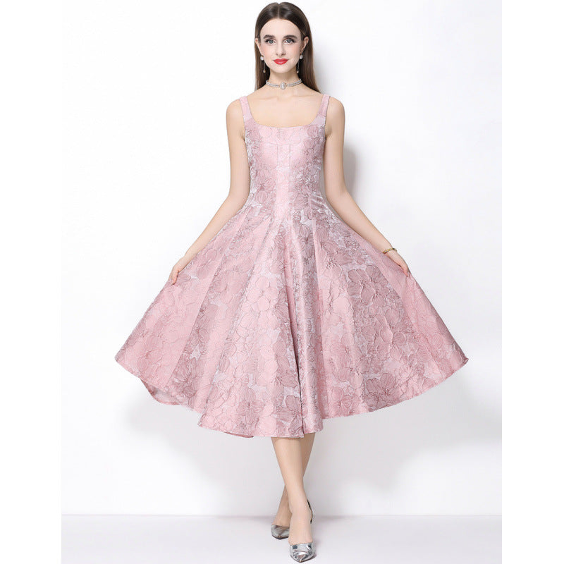 Vintage Slip Midi Dress in Pink