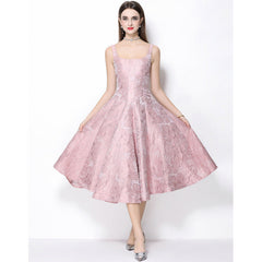 Vintage Slip Midi Dress in Pink