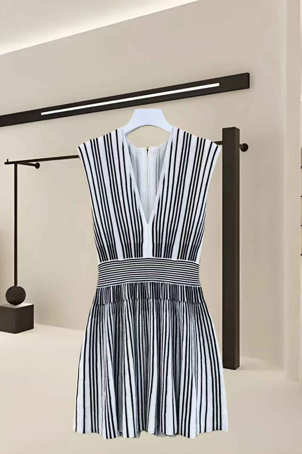 V-Neck Sleeveless Knit Mini Dress