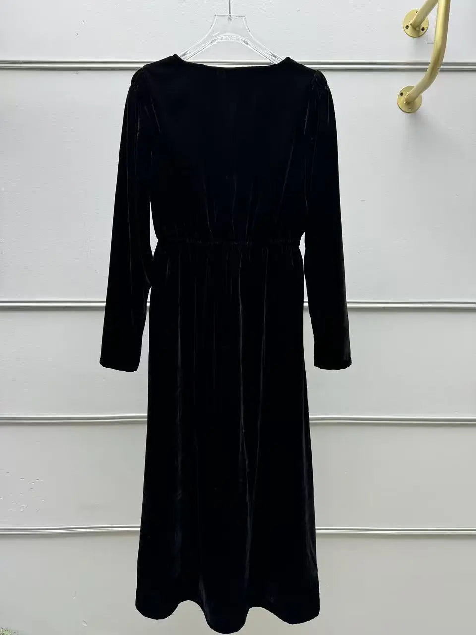 Black V-Neck Cutout Midi Dress