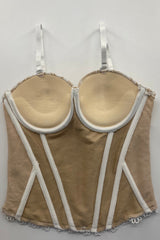 Adjustable Strap Floral Lace Front Lace-Up Cropped Corset Bustier Top