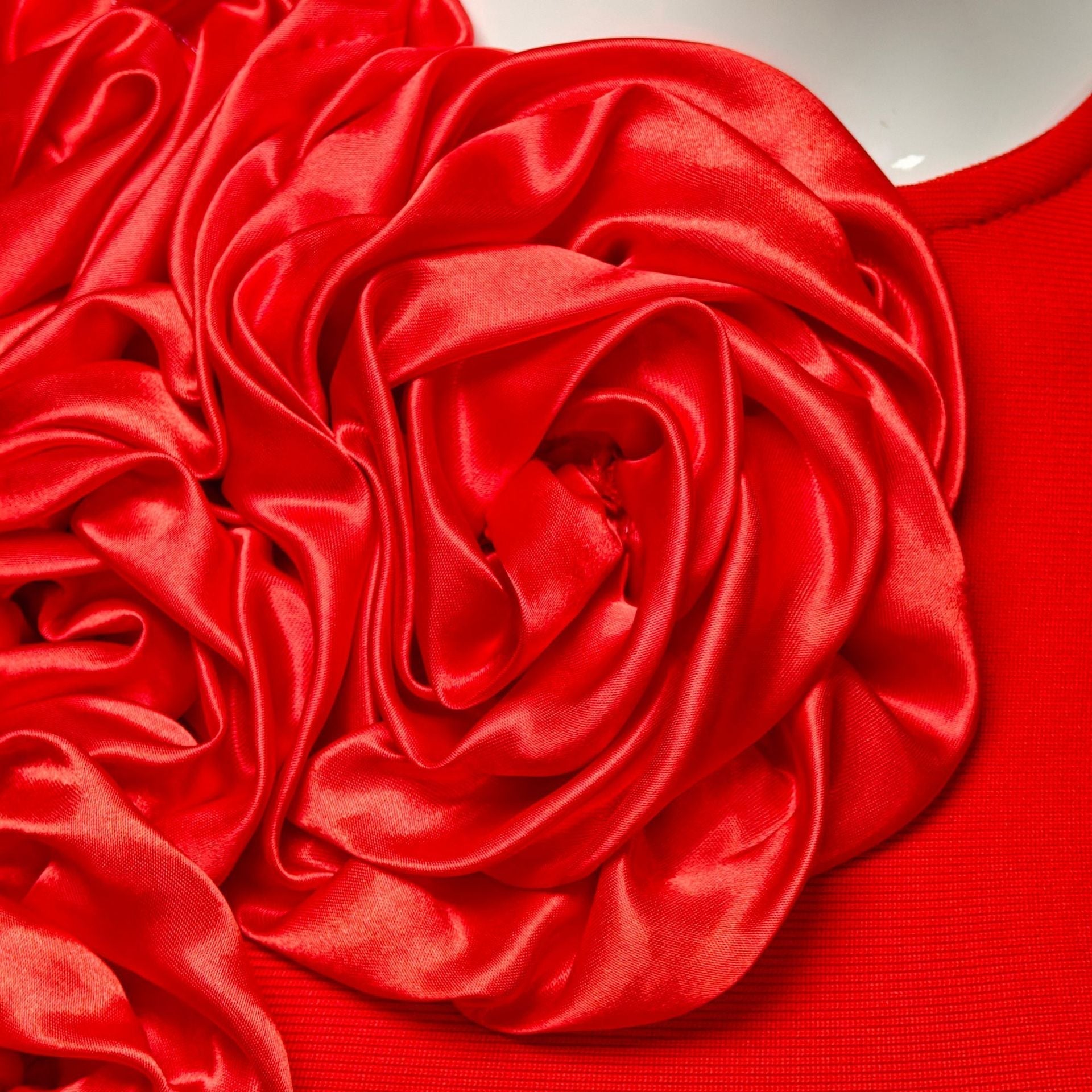 3D Flower Bandage Maxi Dress in Red