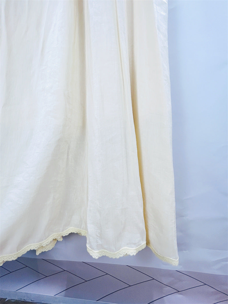 Sleeveless Lace Detail Maxi Dress in Light Yellow