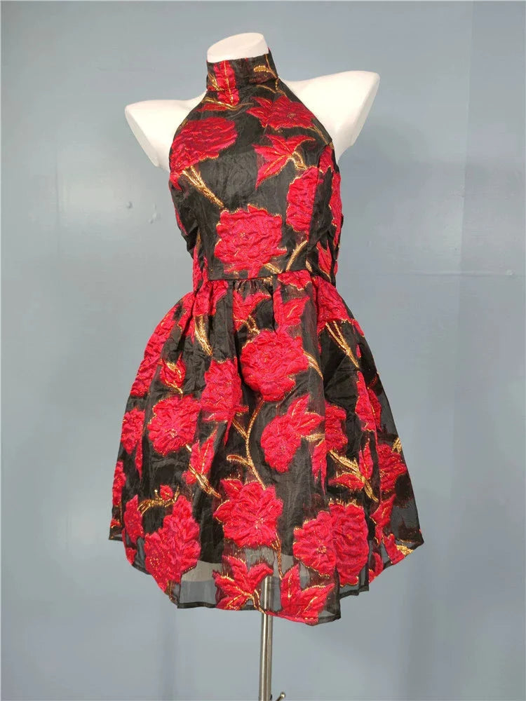 Halter Backless A-line Mini Dress