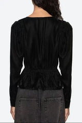 Black V-Neck Cutout Top