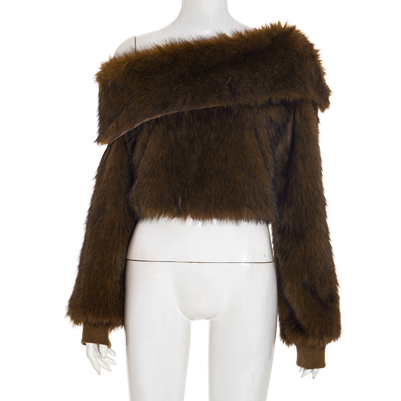 Stacey One Shoulder Furry Top