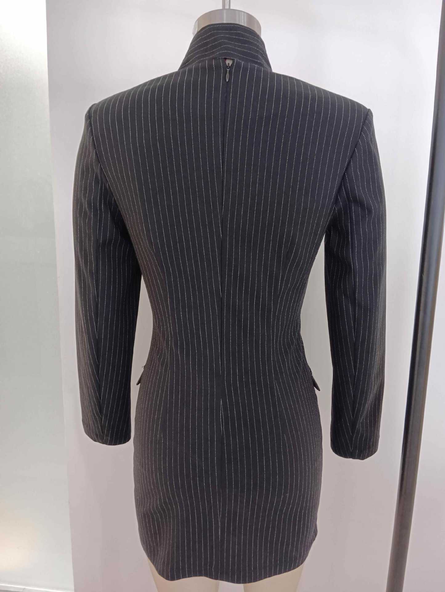 V-Neck Mini Blazer Dress in Black