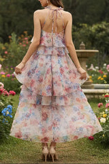Floral Print Halter Midi Dress