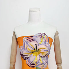 Floral Bustier Maxi Dress in Orange