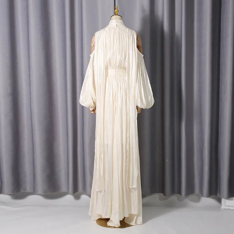 Off Shoulder Puff Sleeve Maxi Dress