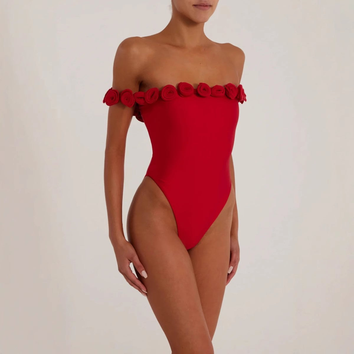 3d Flower Bodysuit in Red