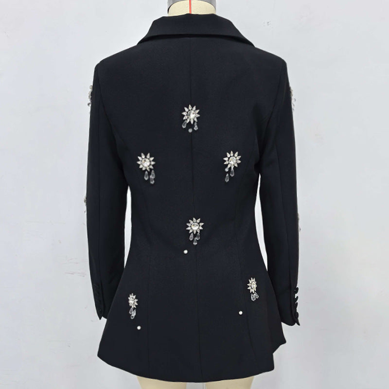 Crystal Embellished Blazer in Black