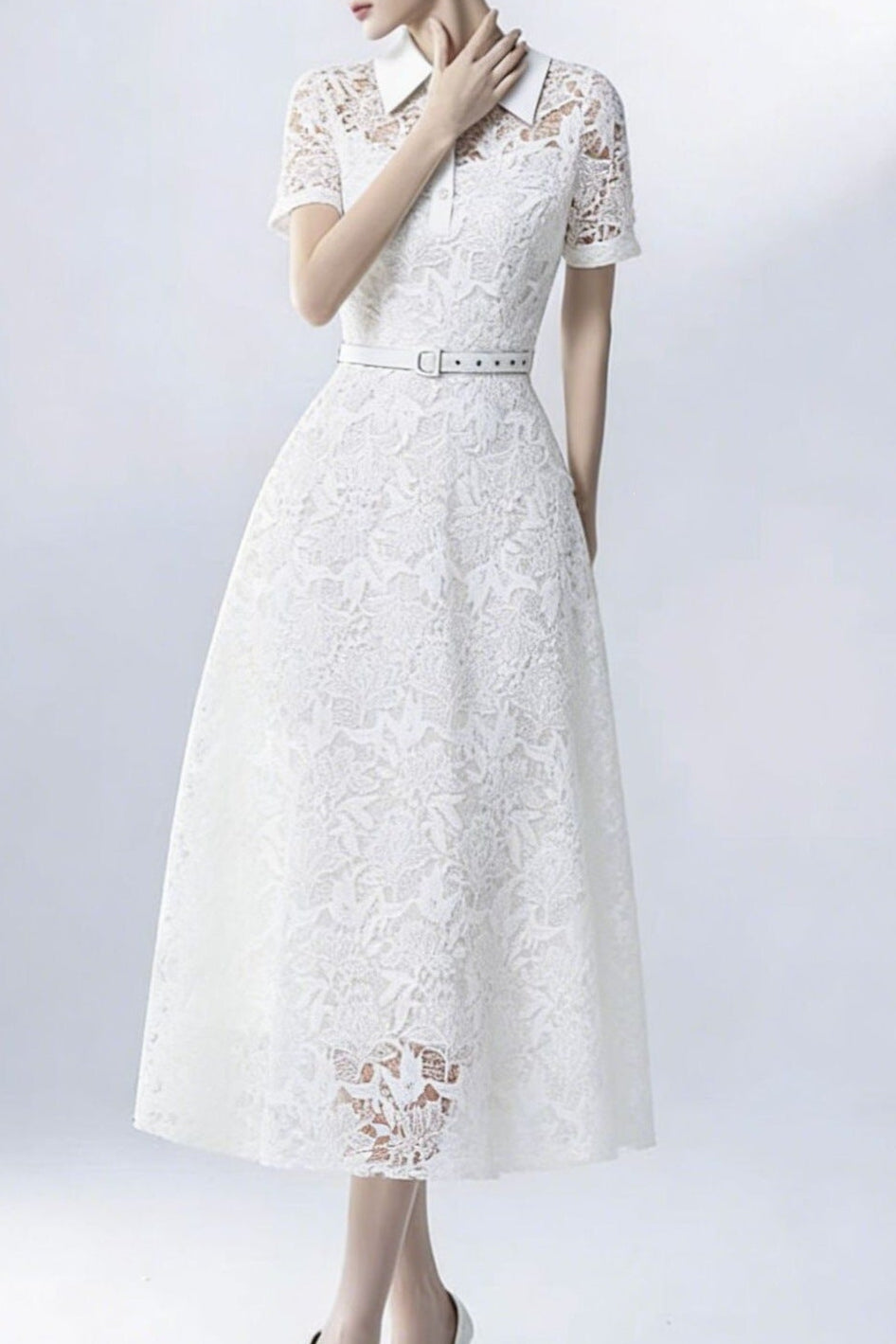 Lace Collared Midi Dress