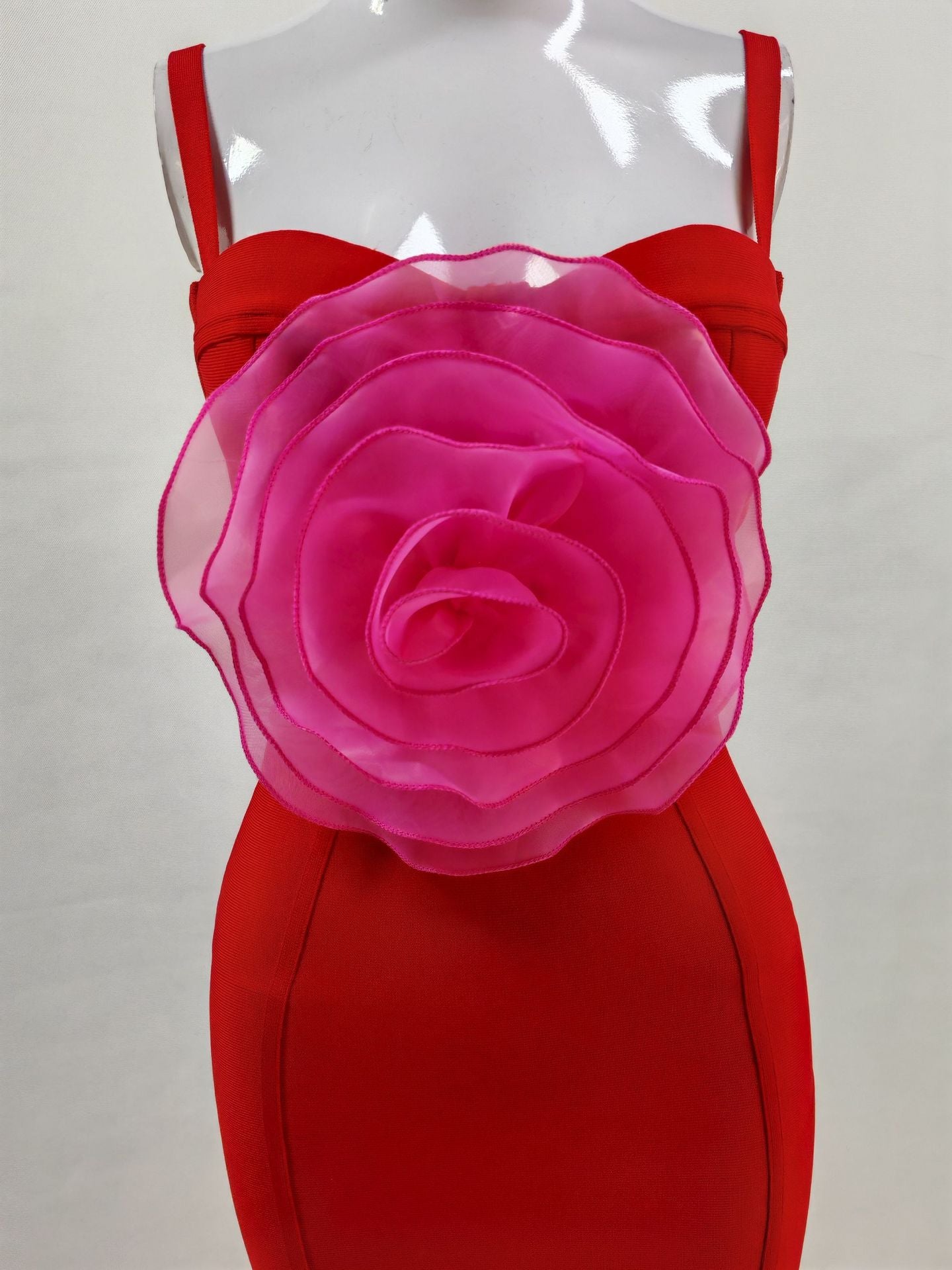 Mesh Flower Bandage Midi Dress