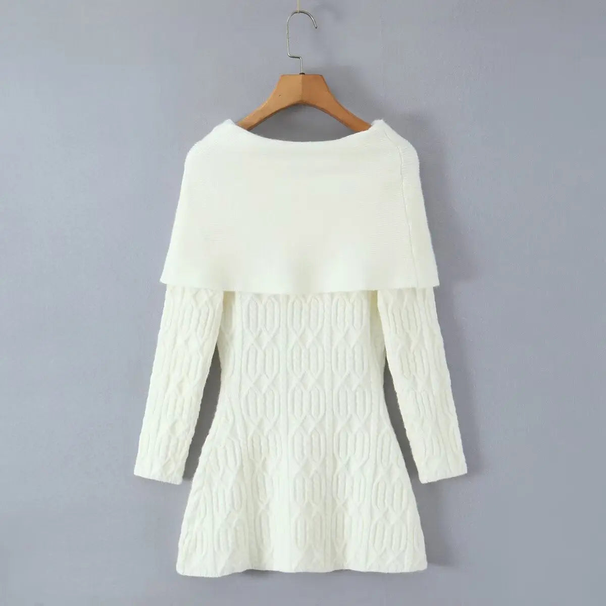 Off Shoulder Knit Mini Dress - White
