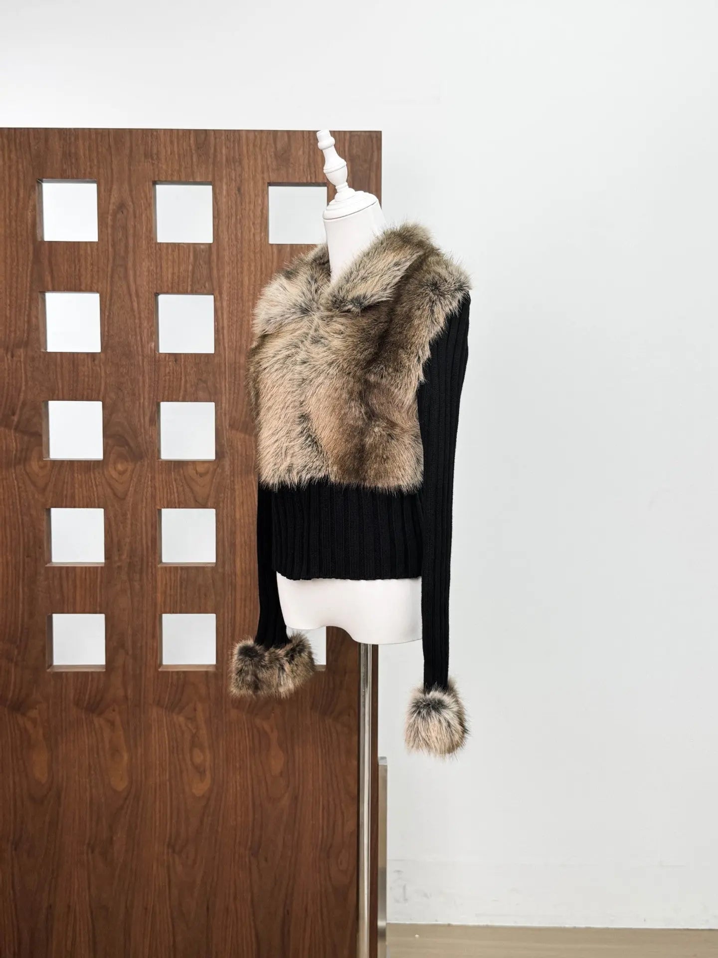 Faux Fur Knit Coat