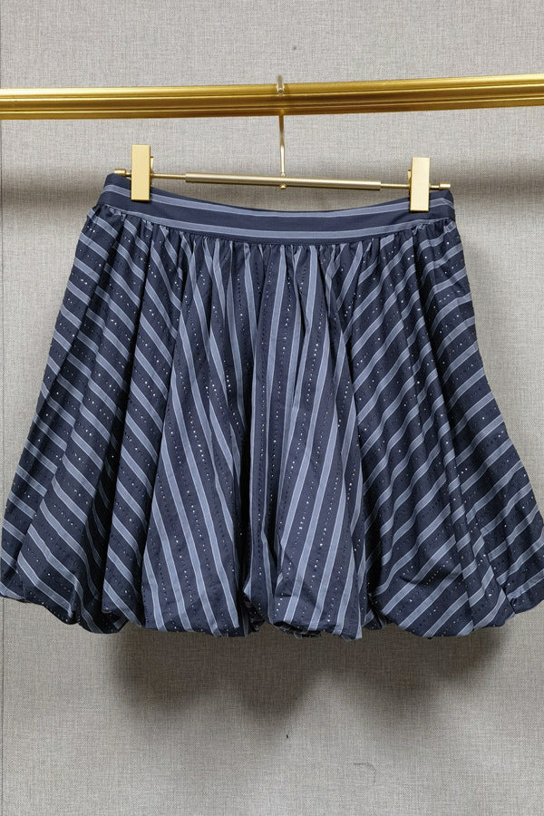 Rhinestone Bubble Hem Skirt in Grey