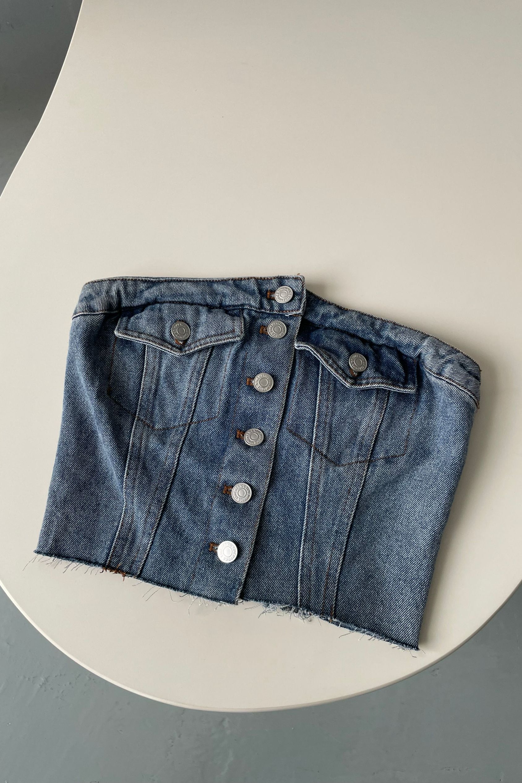 8-Button Denim Top in Blue
