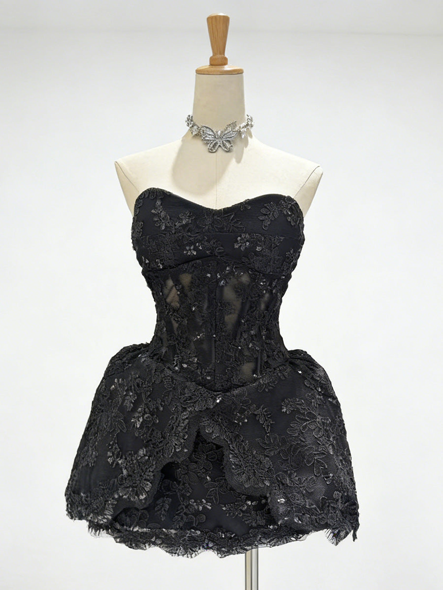 Lace Embroidered Bandeau Sleeveless Dress