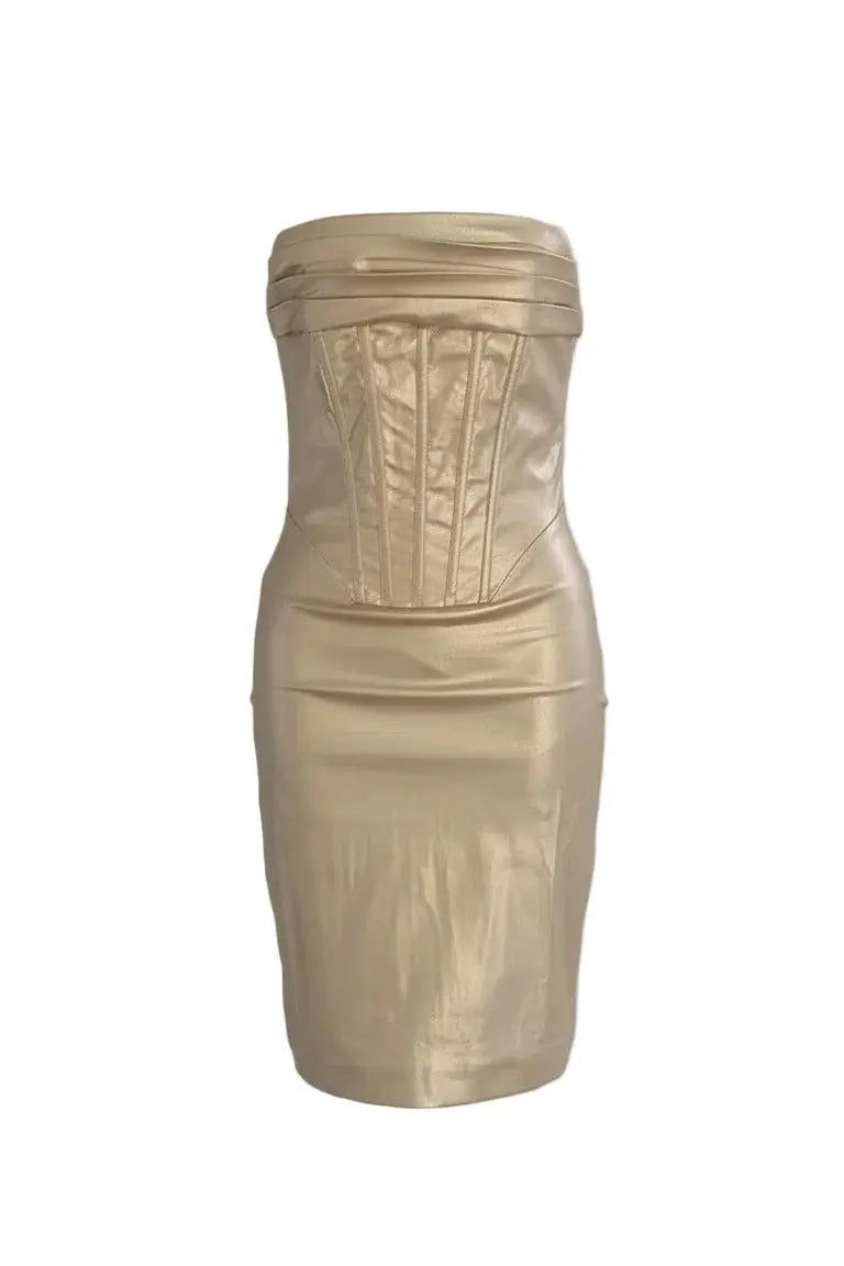 Back Mini Dress in Gold