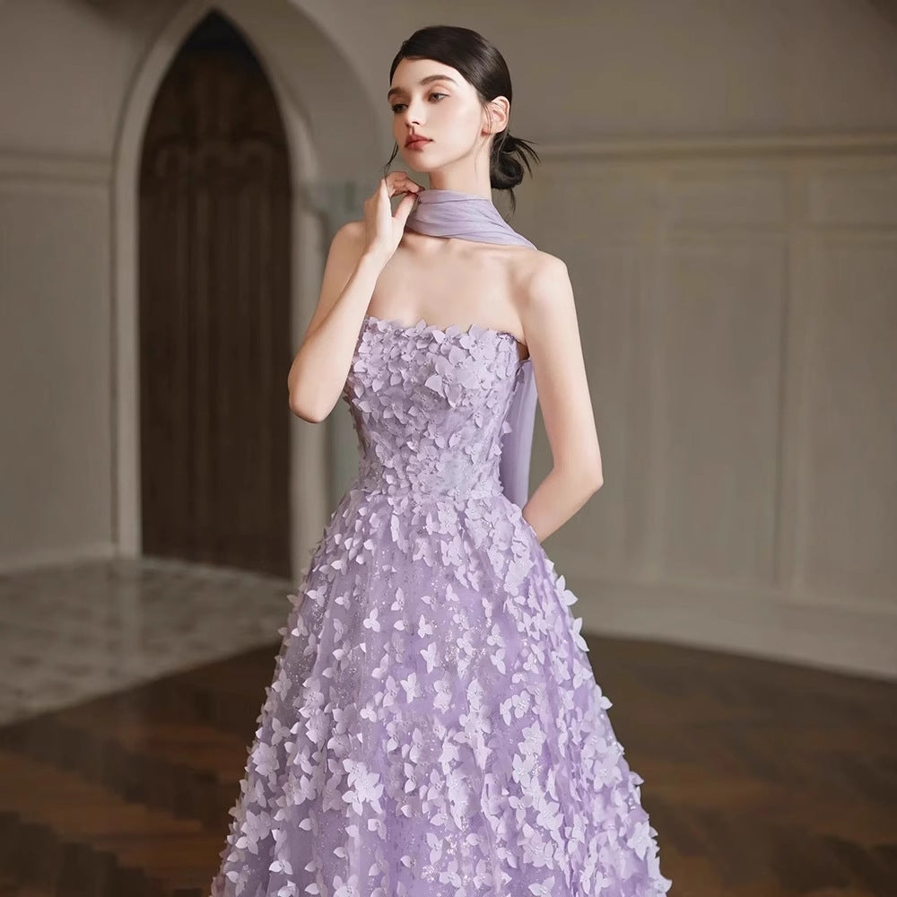 Floral Evening Gown - Purple