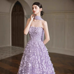Floral Evening Gown - Purple